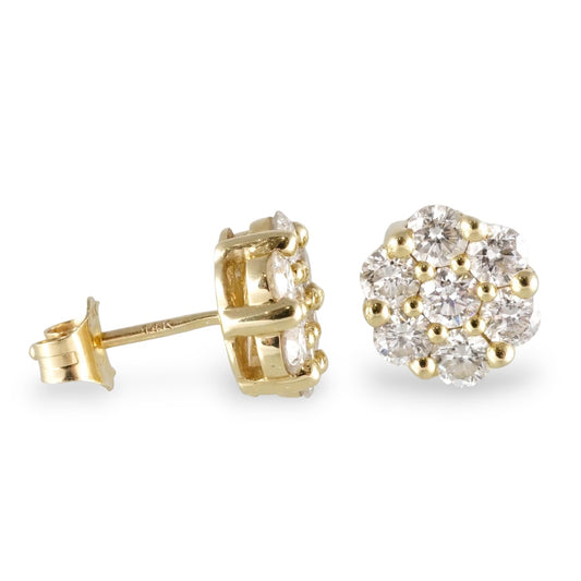14k Gold Diamond Round Stud Earrings image 1