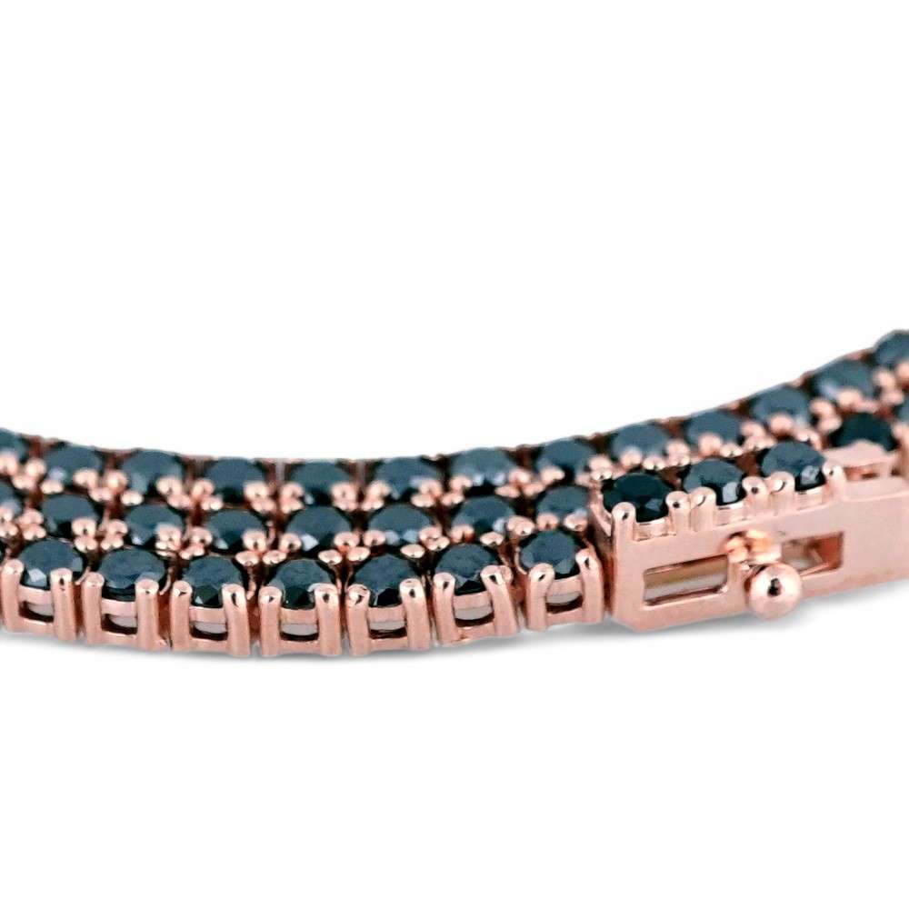 14k Rose Gold Black Diamond Tennis Chain image 1