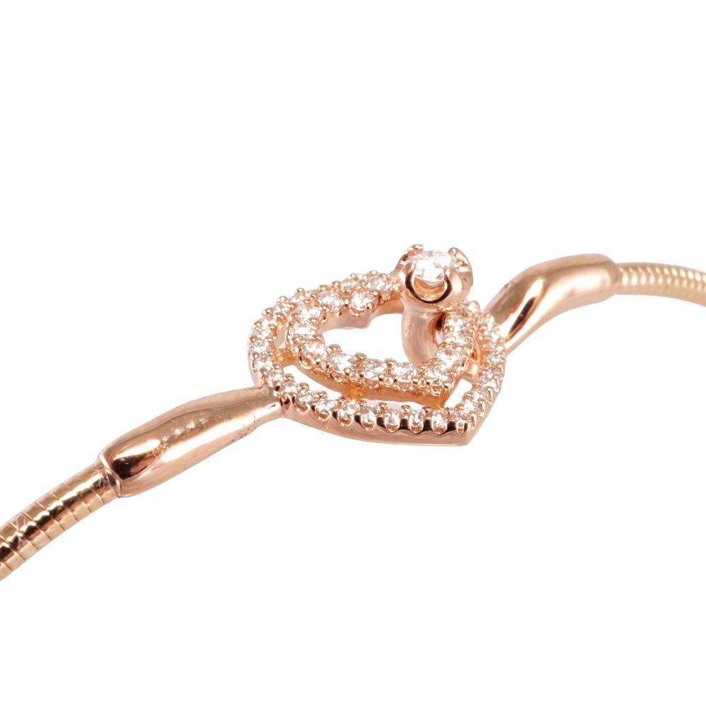 14k White Gold Diamond Heart Bangle image 2