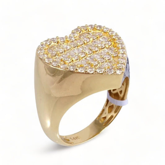 14k Gold Diamond Heart Gold Ring image 0