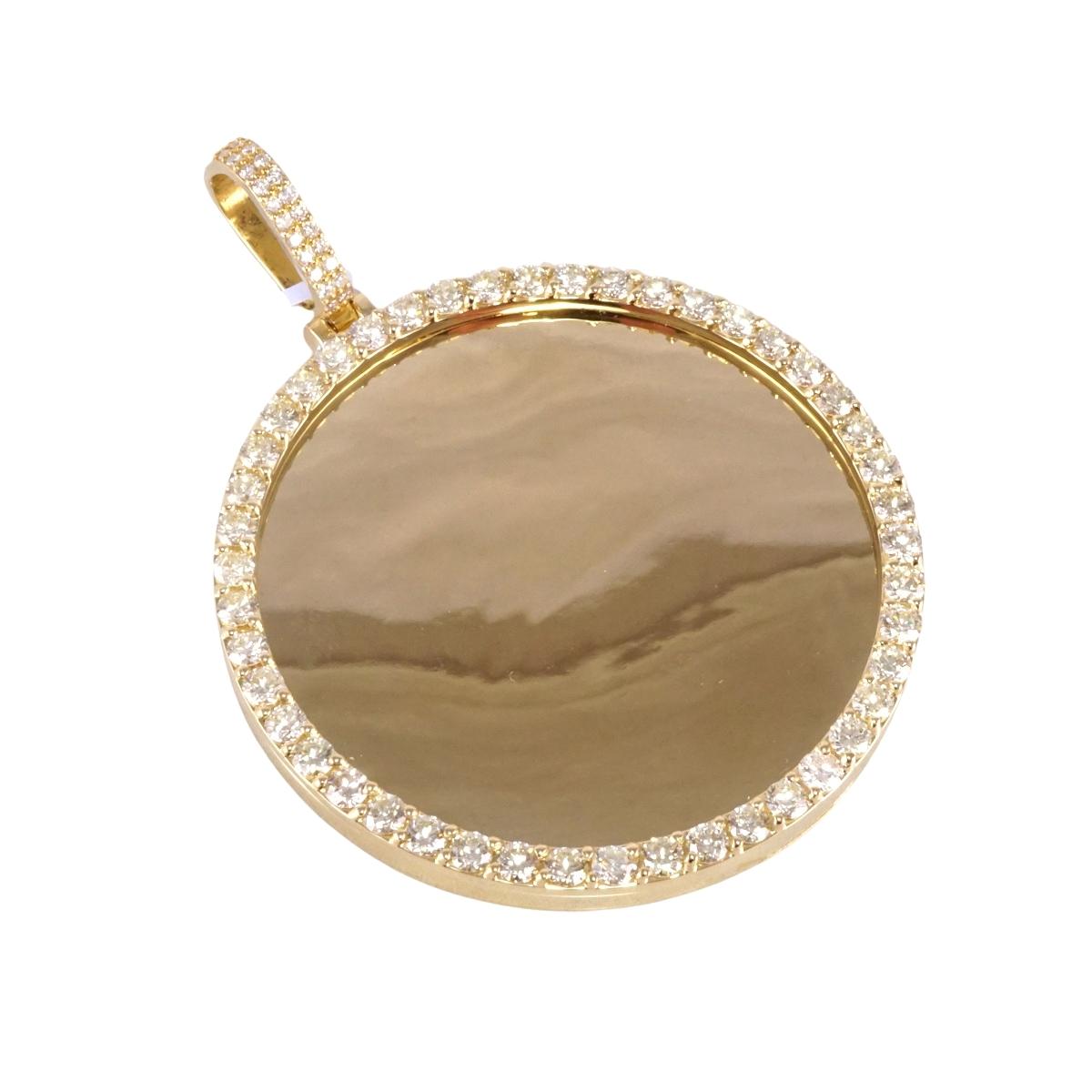 14k Yellow Gold Diamond Framing Medal image 1