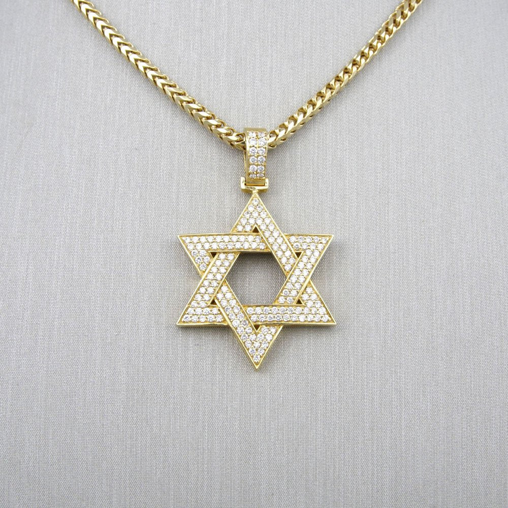 14k Gold David Star Diamond Pendant image 1