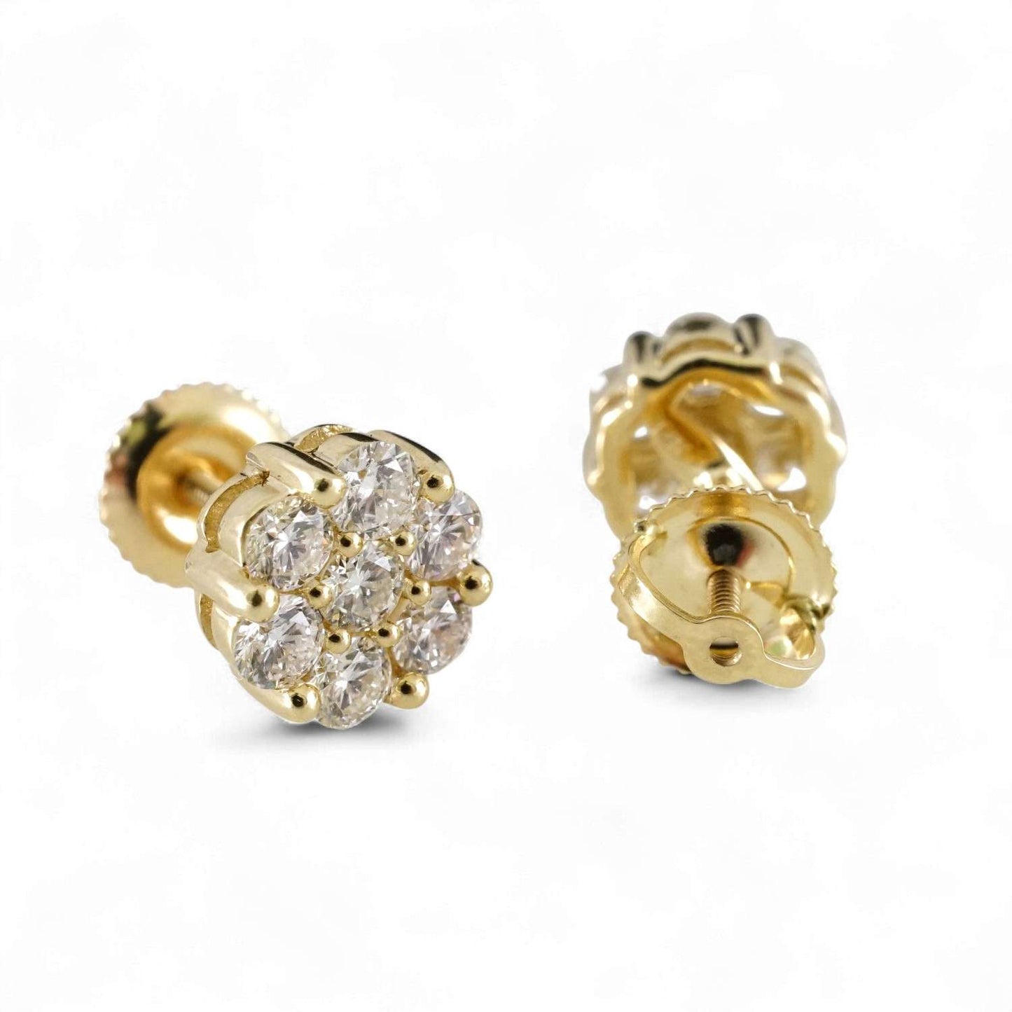 14k Yellow Gold Diamond Round-Cut Diamond Studs image 1