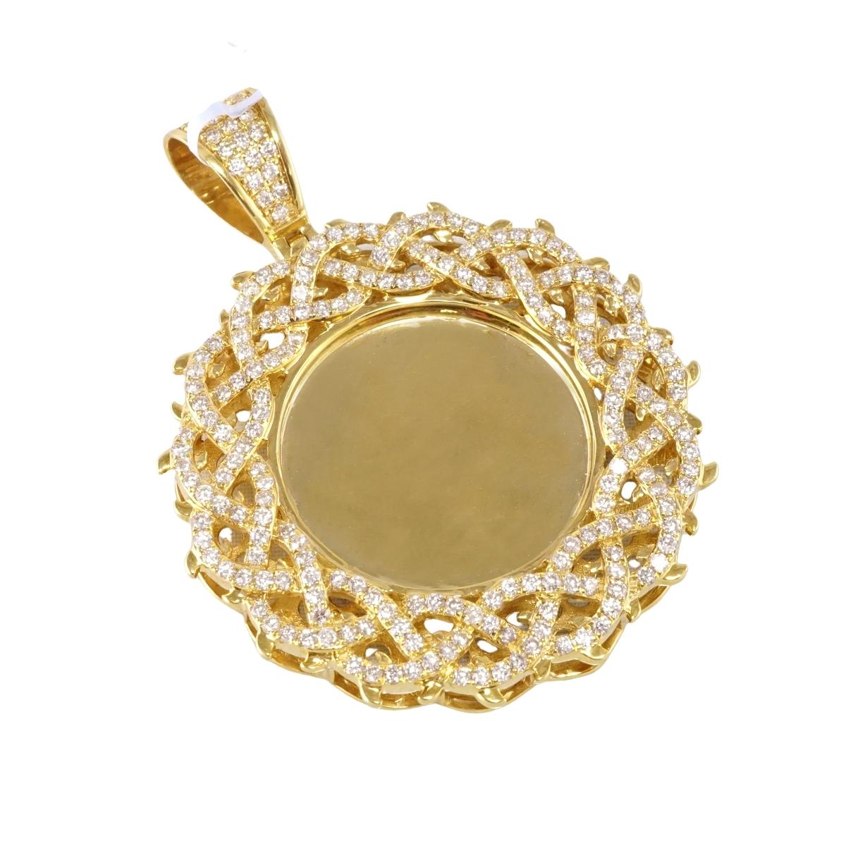 14k Gold Diamond Photo Frame Pendant image 1