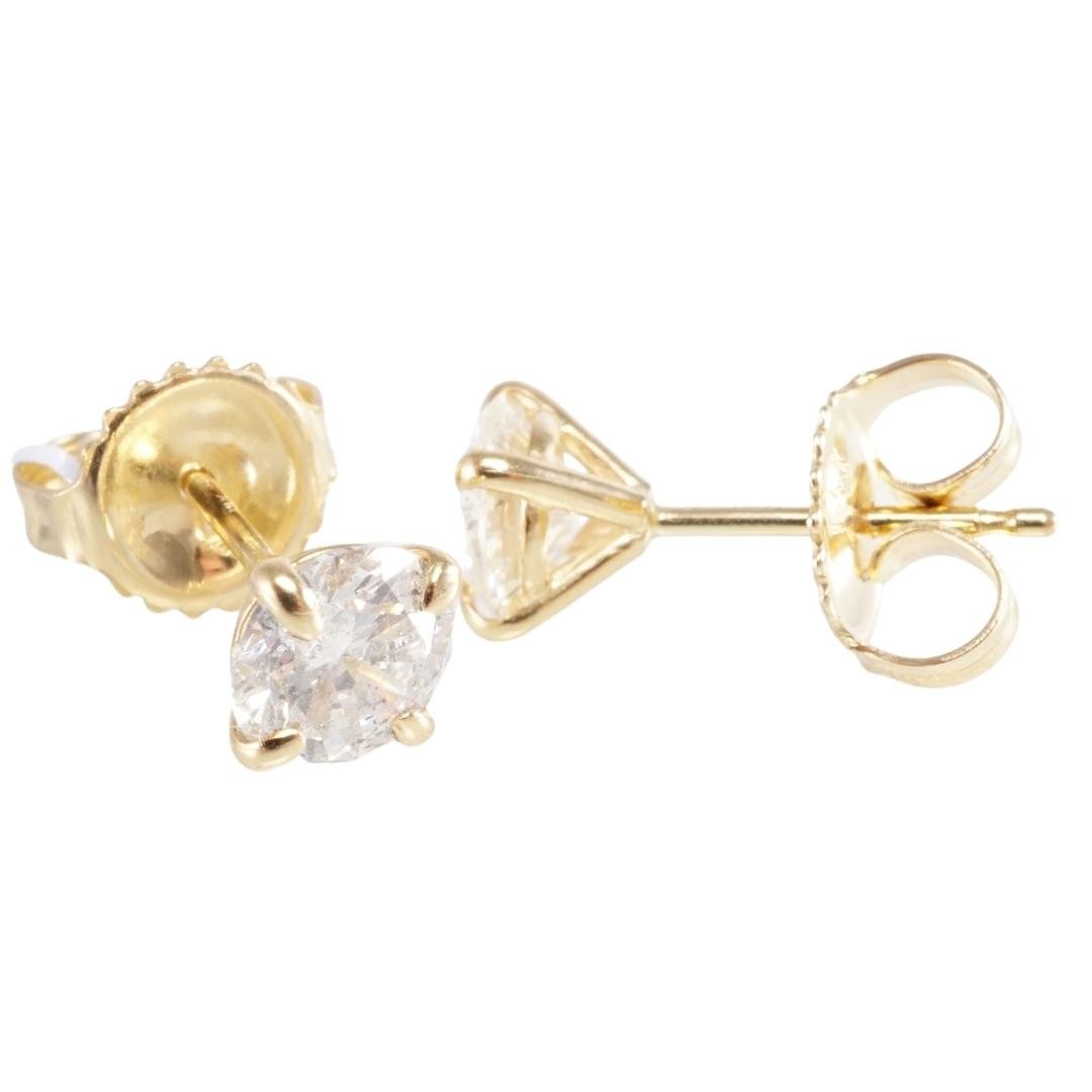14k Yellow Gold Diamond Studs image 1