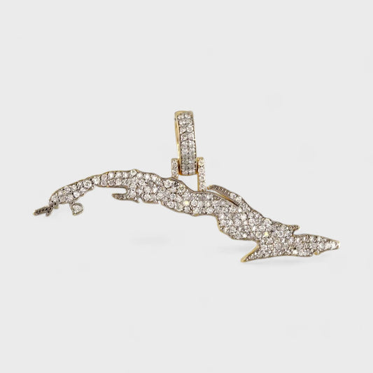 14k Yellow Gold Diamond Cuban Map Pendant image 0