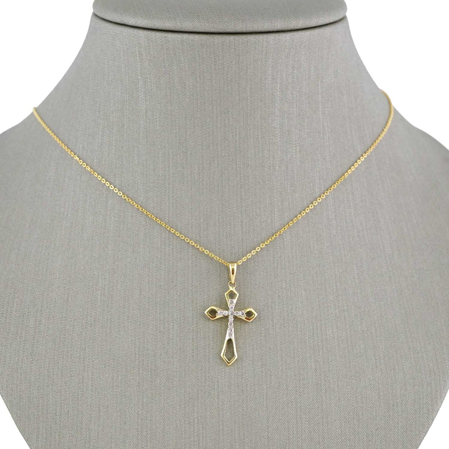 14k Yellow Gold Diamond Cross Chain image 0