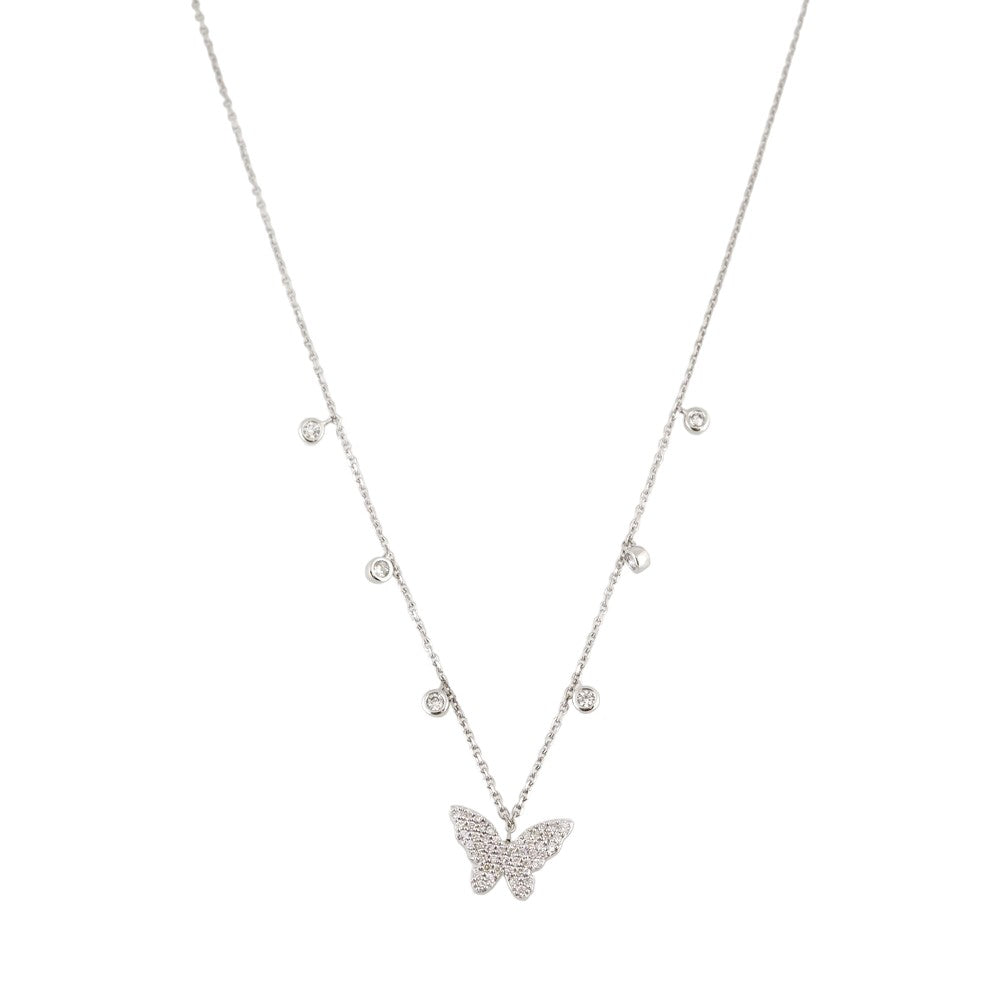 14k White Gold Diamond Butterfly Chain image 0