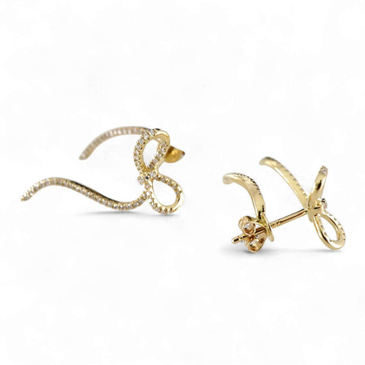 Diamond Ribbon Studs in 14k Yellow Gold image 1