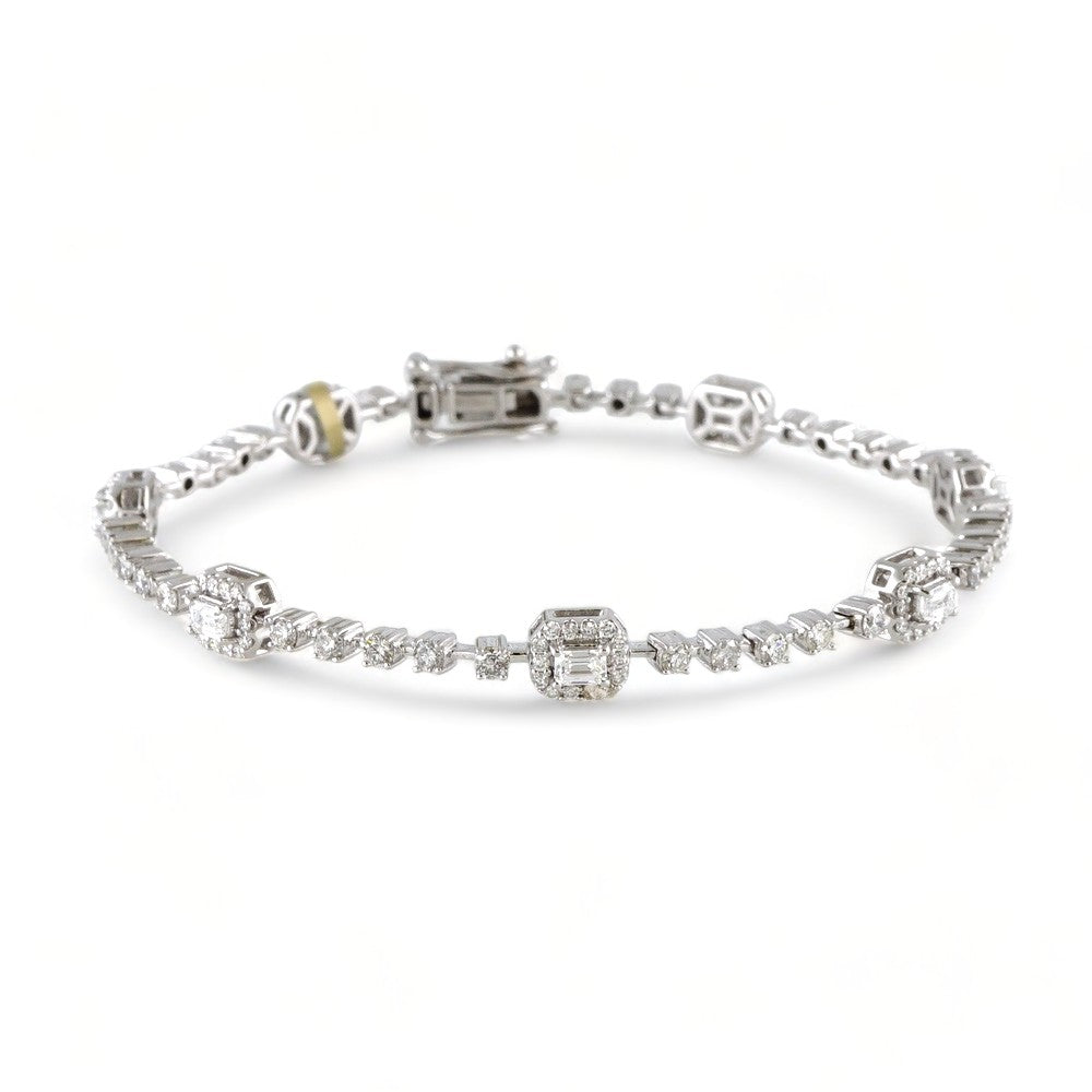 14k White Gold Diamond Square Counts Bracelet image 0