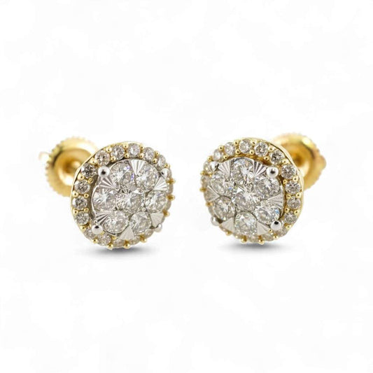 14k Yellow Gold Diamond Round Stud Earrings image 0