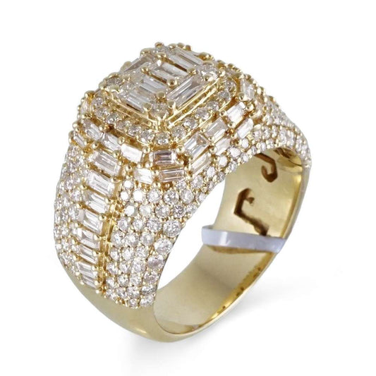 Men's 14k Yellow Gold Diamond Square Ring image 0