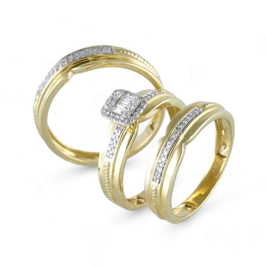 10k Yellow Gold Diamond Square Ring Set image 0