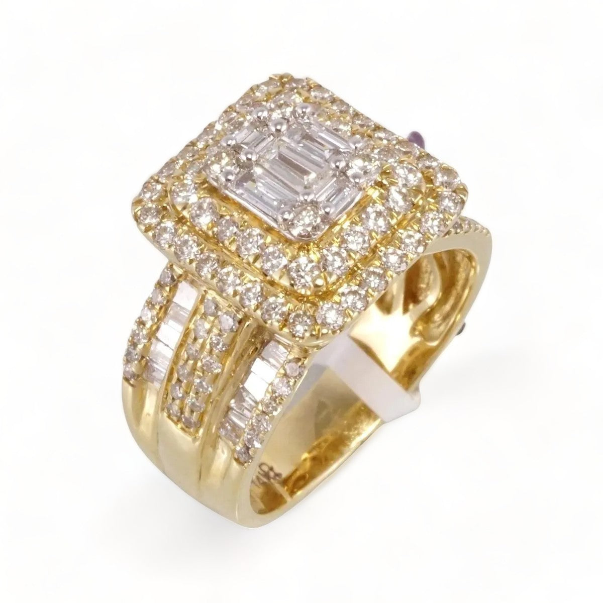 14k Gold Diamond Square Ring image 0