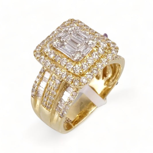 14k Gold Diamond Square Ring image 0