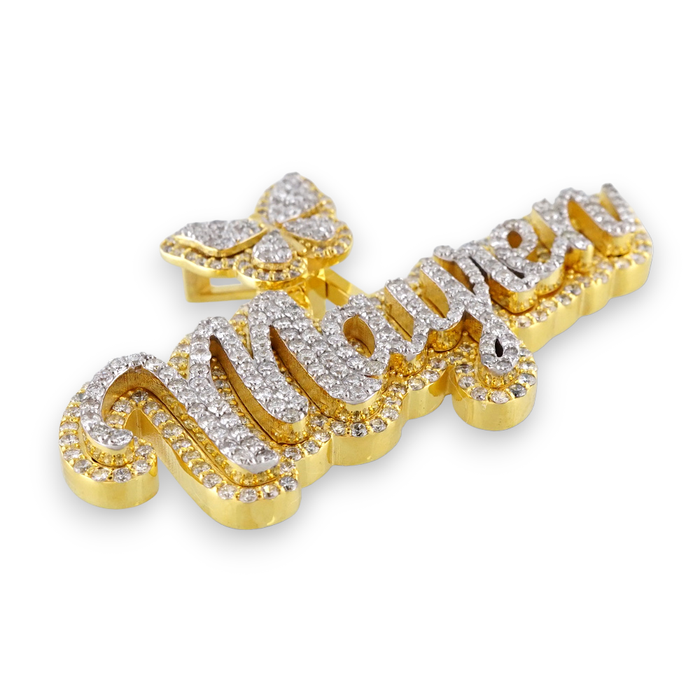 14k Yellow Gold Diamond Custom Name Pendant image 2