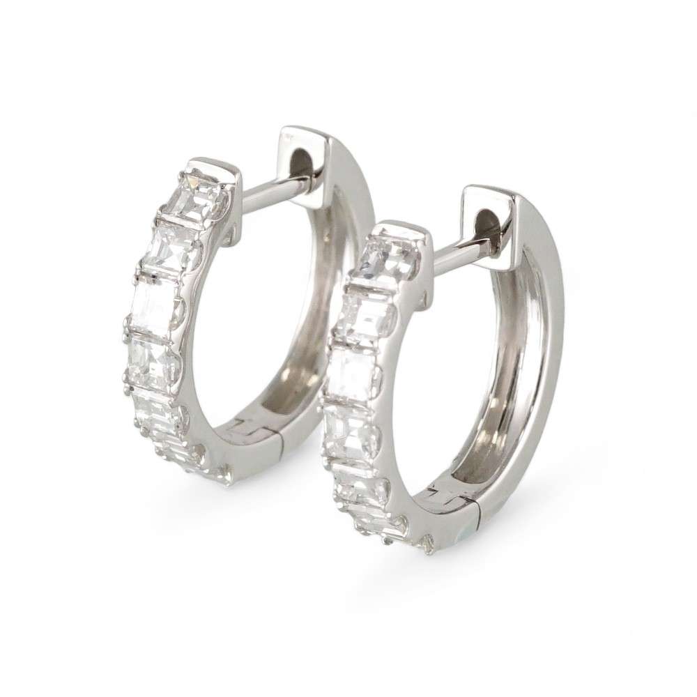 18k White Gold Diamond Hoop Earrings image 0