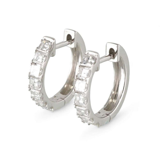 18k White Gold Diamond Hoop Earrings image 0