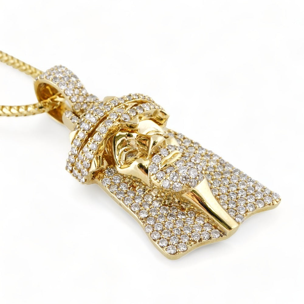 14k Gold Diamond Jesus Face Pendant image 2