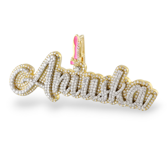 14k Yellow Gold Diamond Custom Name Pendant image 0