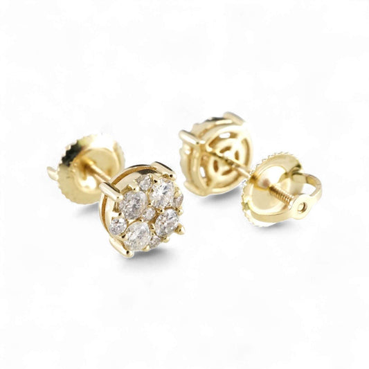 Round Diamond Earrings in 14k Yellow Gold image 1