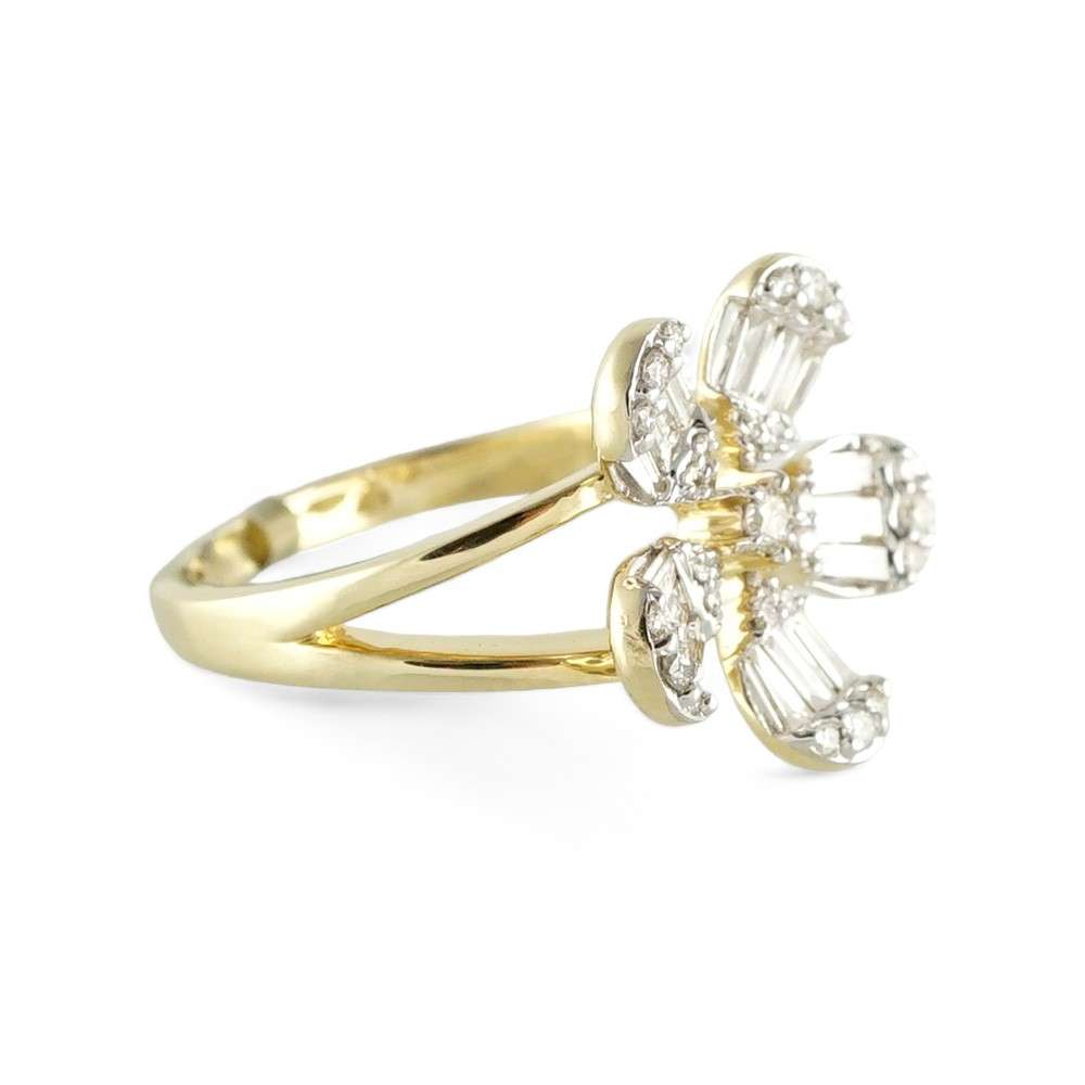 14k Yellow Gold Diamond Flower Ring image 2