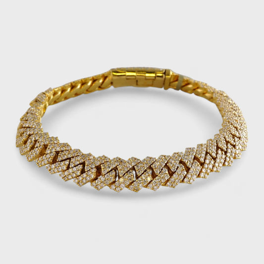 10k Yellow Gold Full Diamond Prong Setting Bracelet image 0