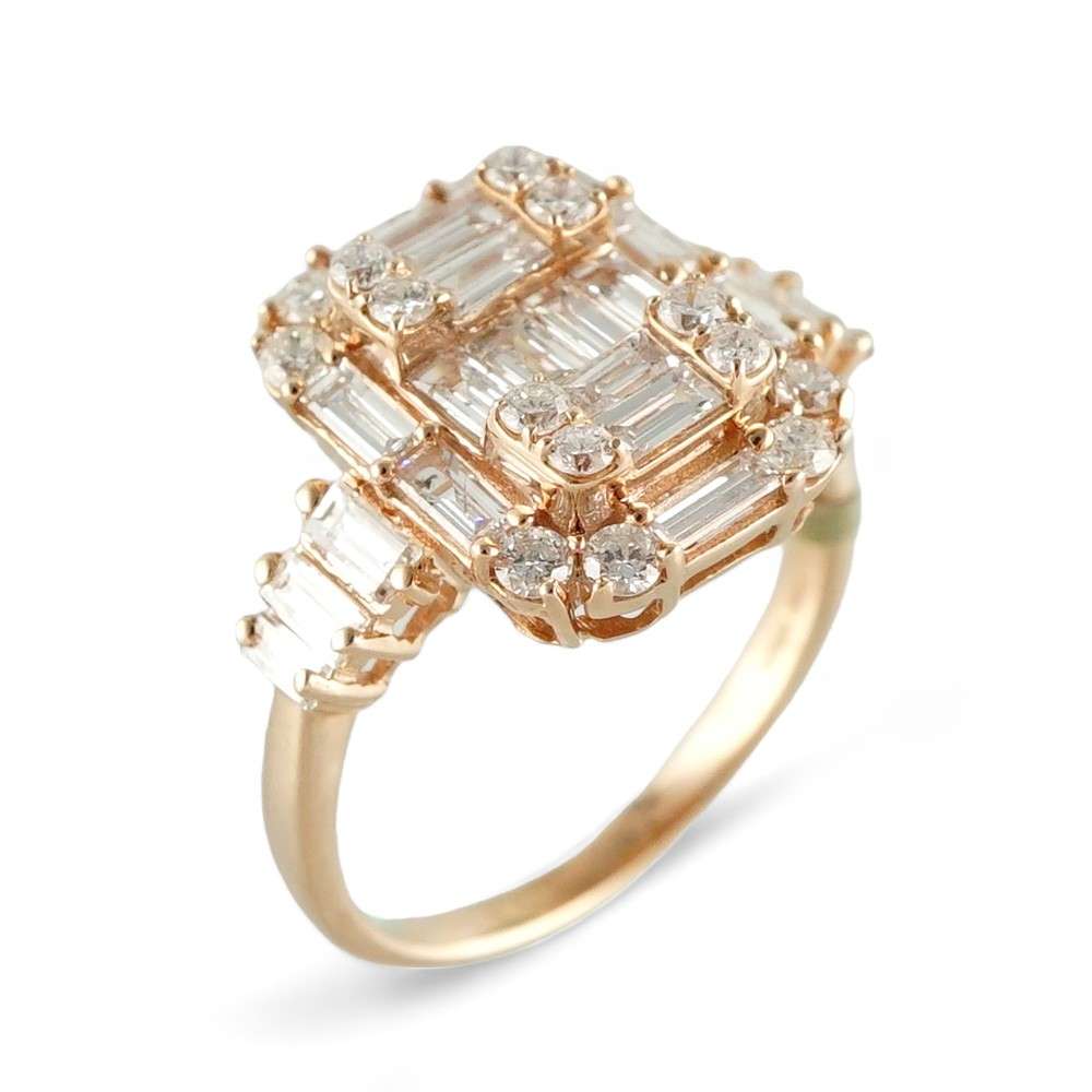 14k Rose Gold Square Diamond Ring image 0