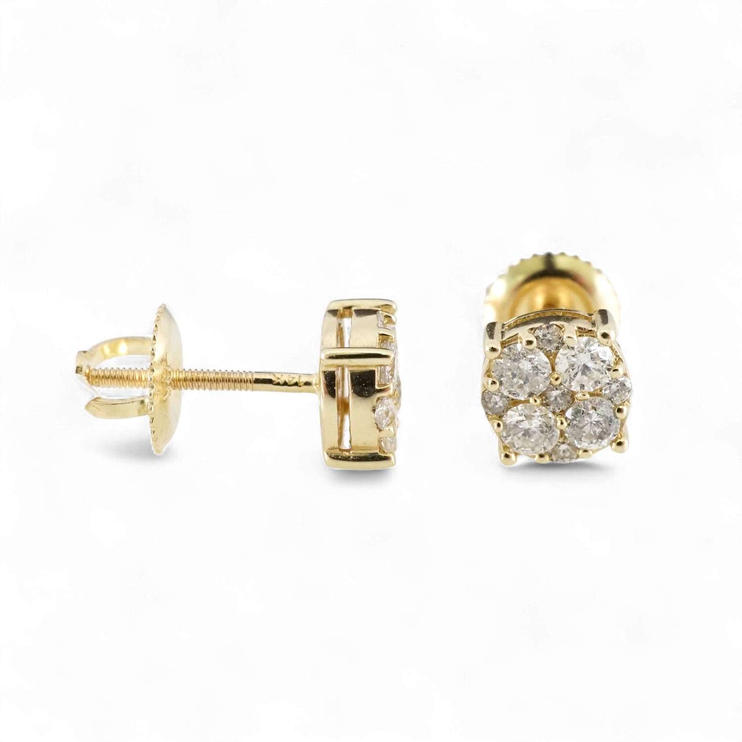 Round Diamond Earrings in 14k Yellow Gold image 2