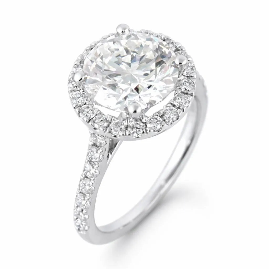 14k White Gold LAB Diamond Round Ring
