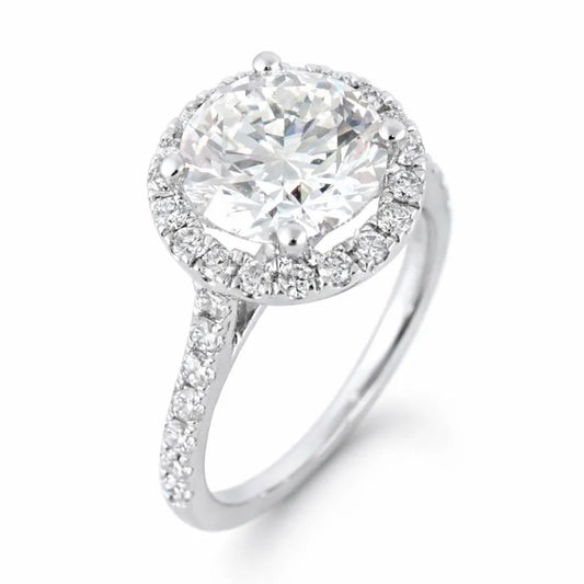 14k White Gold LAB Diamond Round Ring