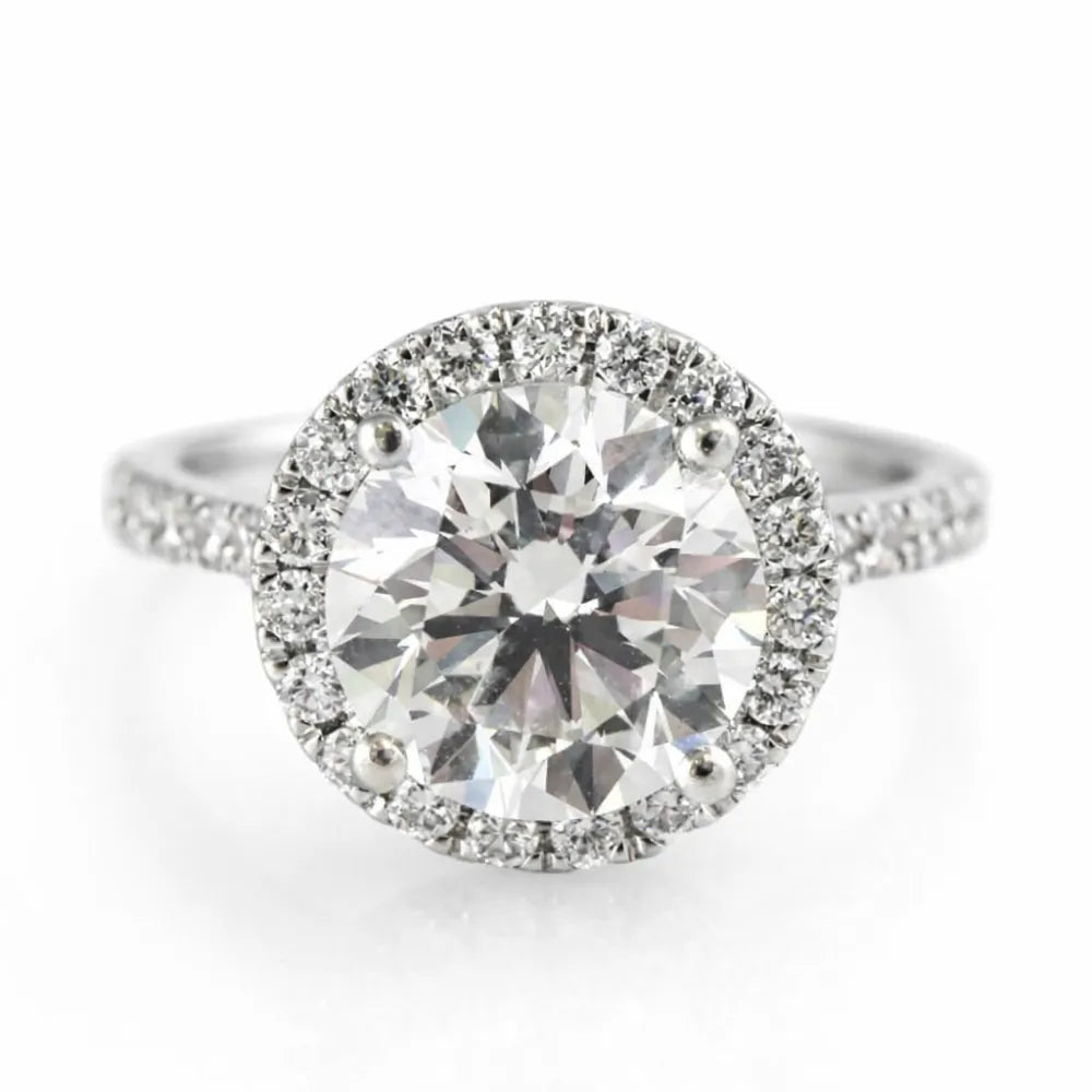 14k White Gold LAB Diamond Round Ring