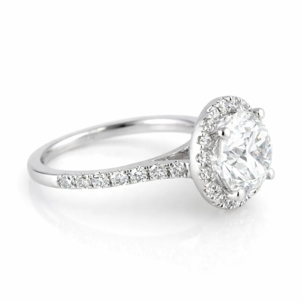 14k White Gold LAB Diamond Round Ring
