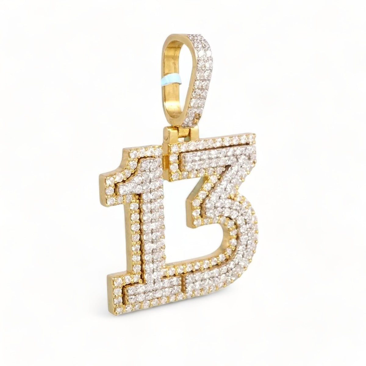 14k Diamond Number 13 Gold Charm image 0