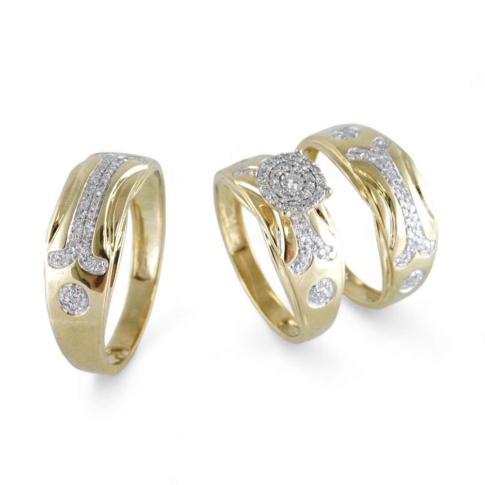 10k Yellow Gold Diamond Engagement Ring Set image 0