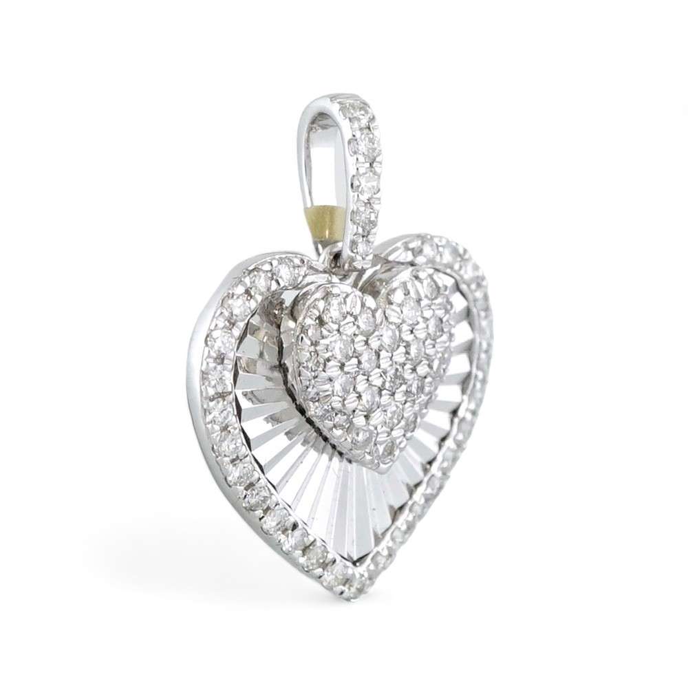 10k White Gold Diamond Heart Charm image 1