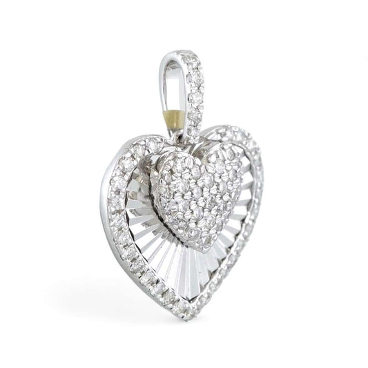 10k White Gold Diamond Heart Charm image 1