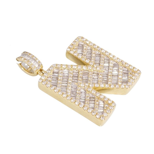 14k Gold Diamond Initial N Pendant image 1