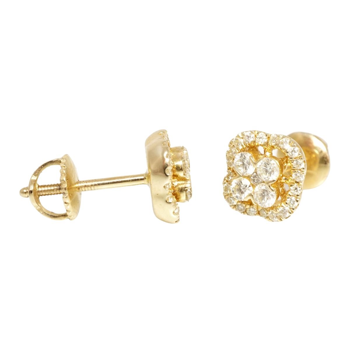 14k Yellow Gold Diamond Studs image 1