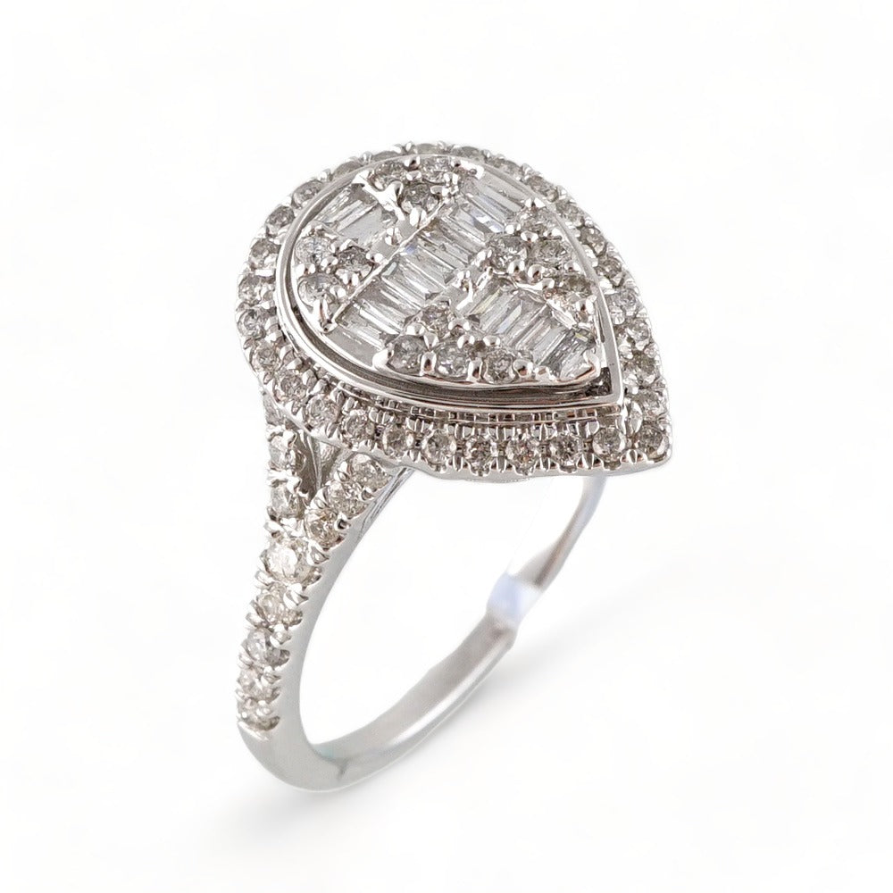 14k White Gold Almond Ring image 0