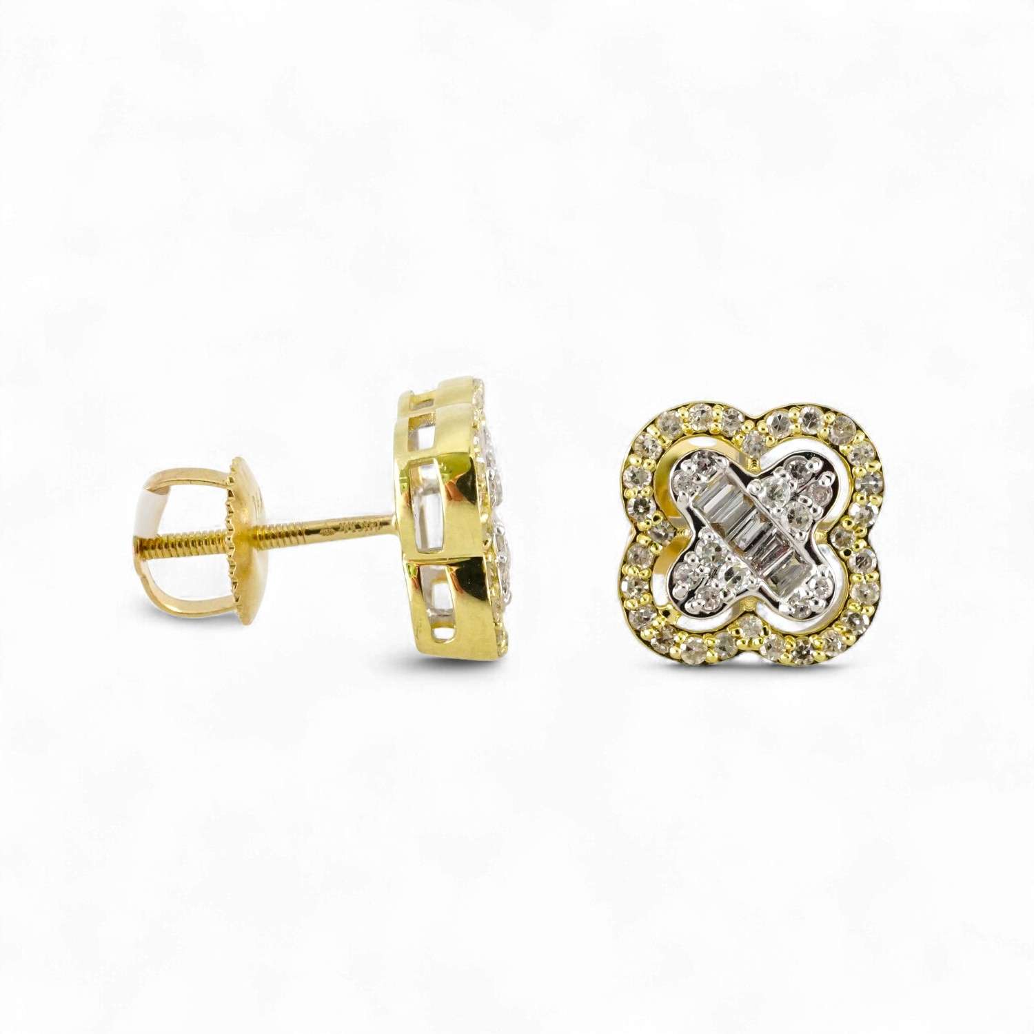 14k Yellow Gold Diamond Flower Earring image 2