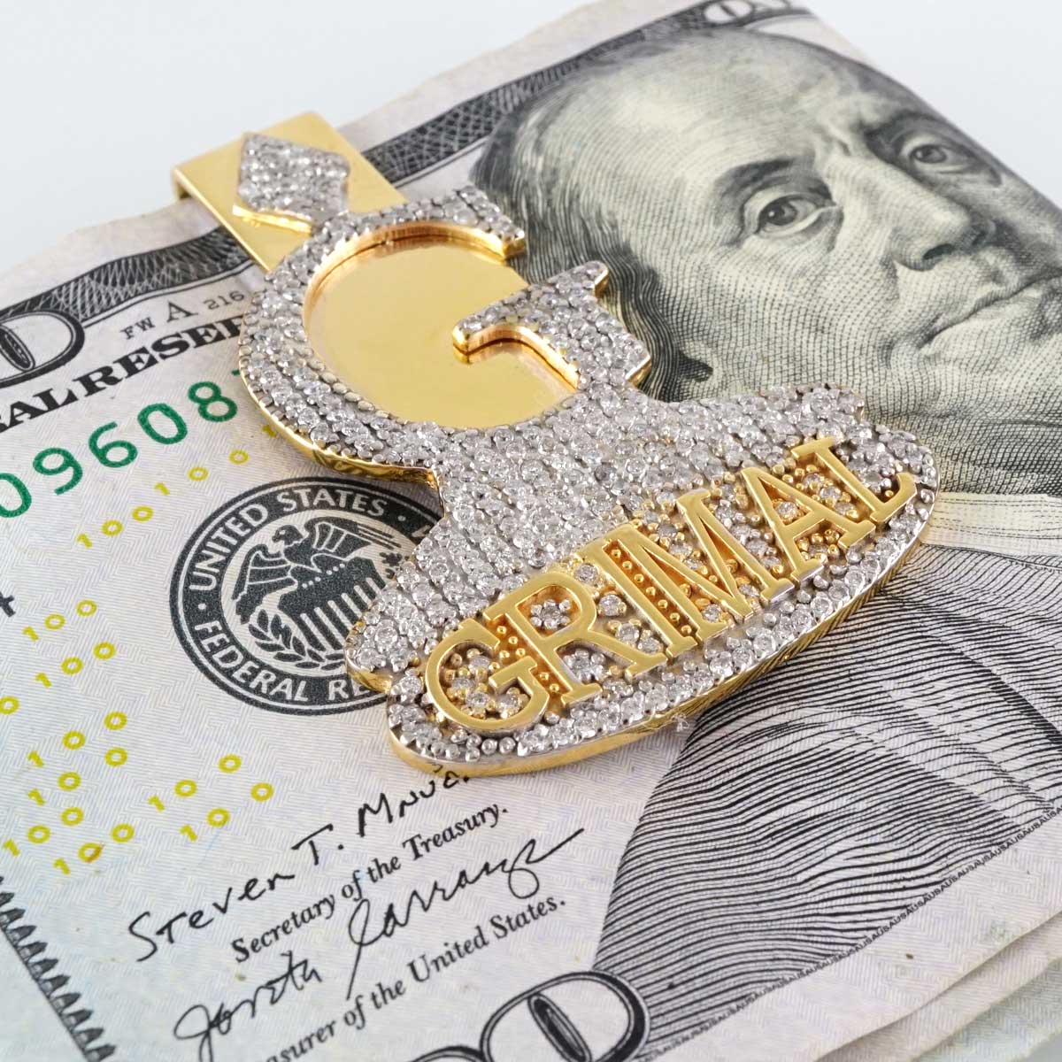 14k Gold Diamond Custom Money Clip image 0