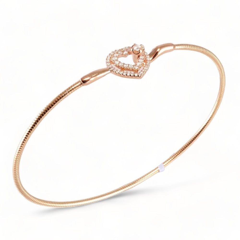 14k White Gold Diamond Heart Bangle image 0