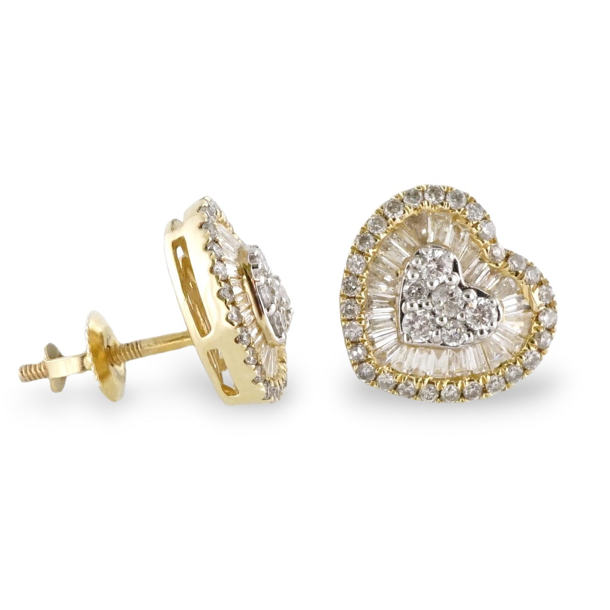 14k Gold Diamond Heart Stud Earrings image 1