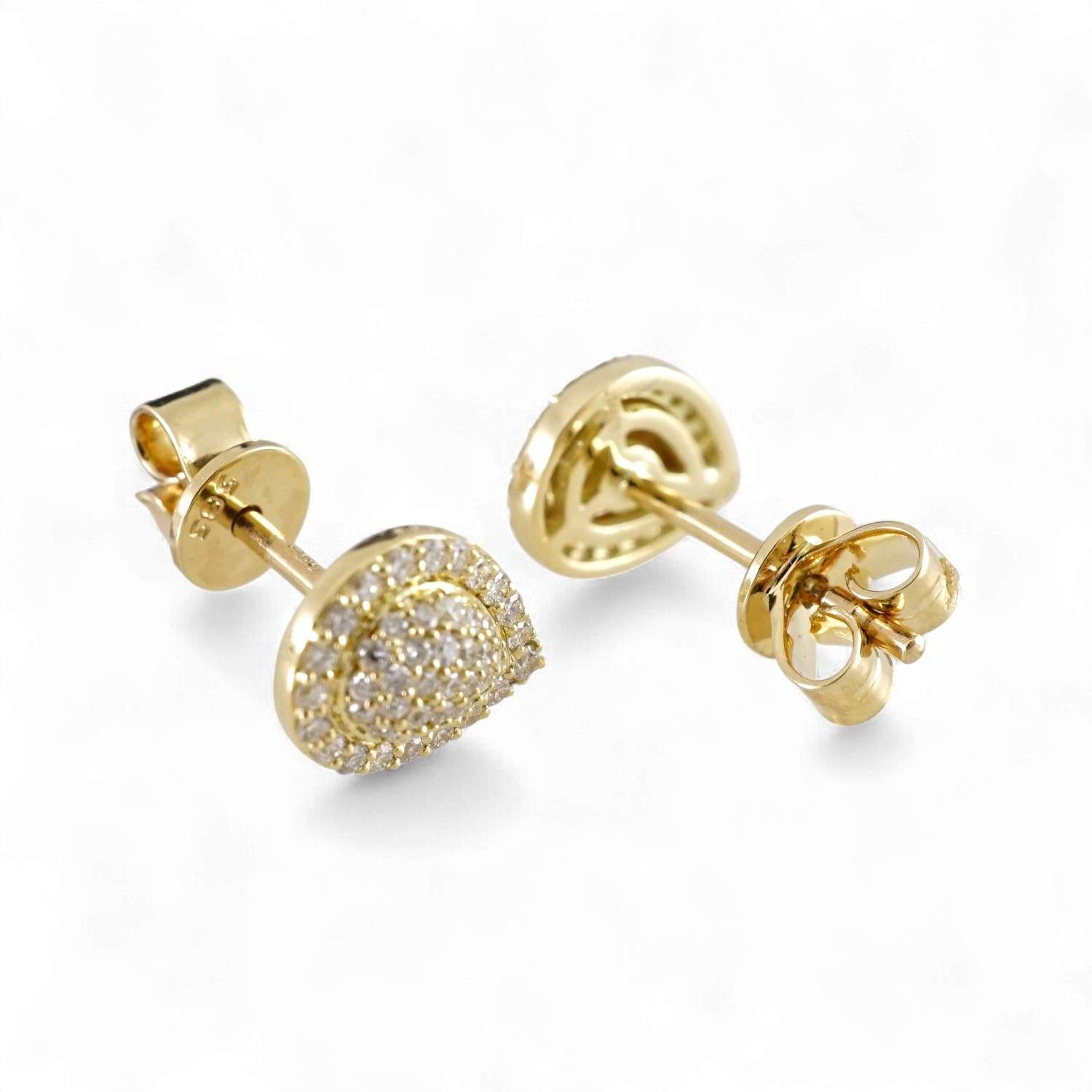 14k Yellow Gold Diamond Almond Stud Earrings image 1