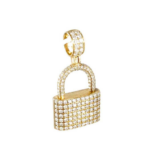 14k Diamond Lock Gold Charm image 0