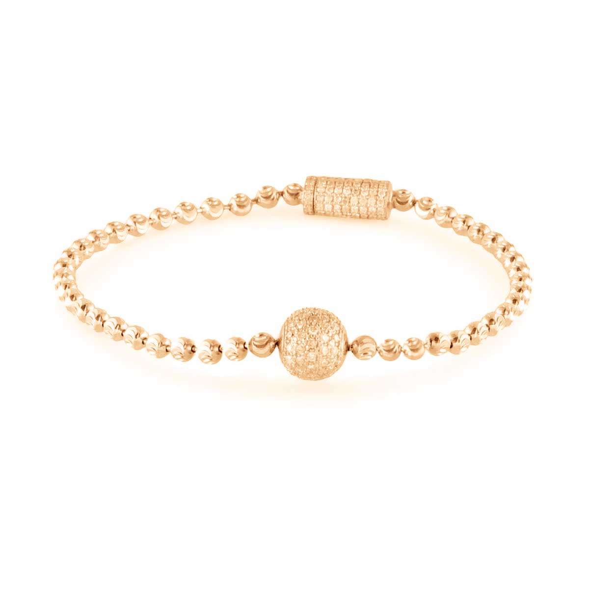 14k Gold Diamond Anti Stress Ball Bracelet - Yellow Gold, 8 inches image