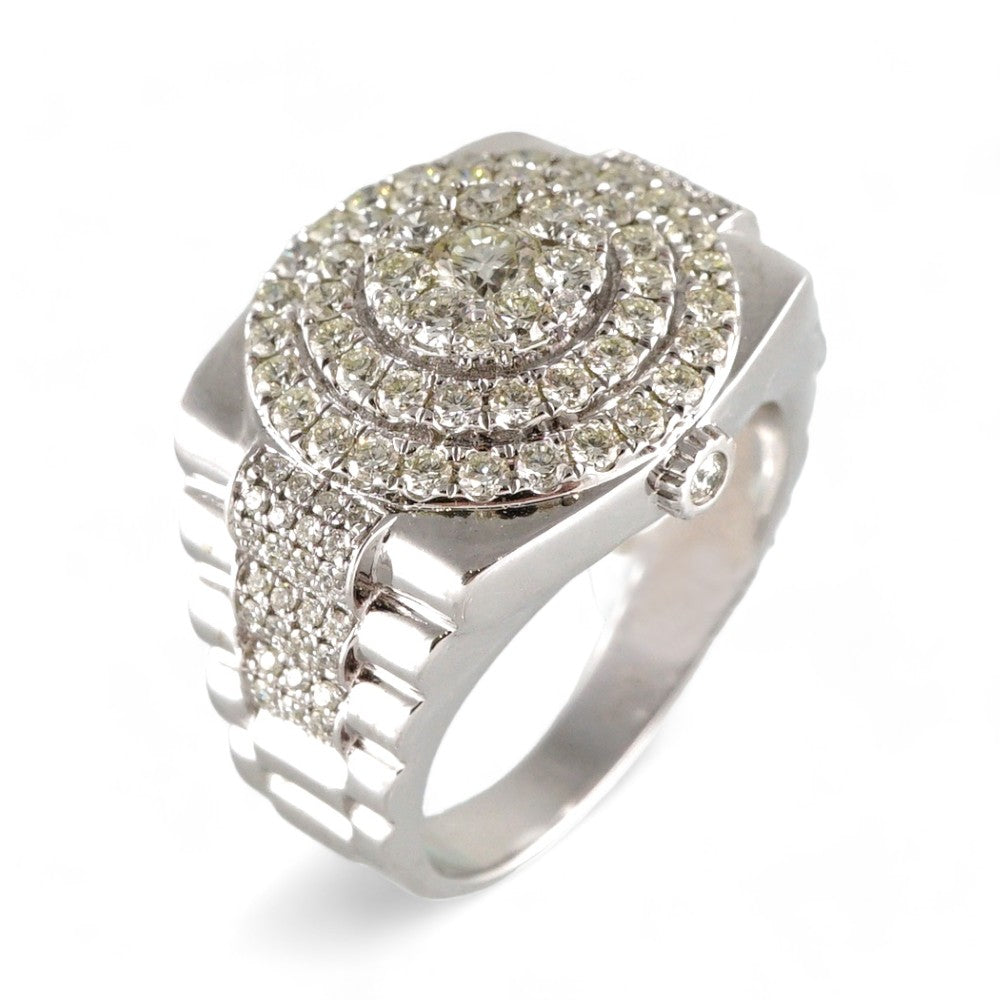 14k White Gold Diamond Concentric Circles Ring image 0