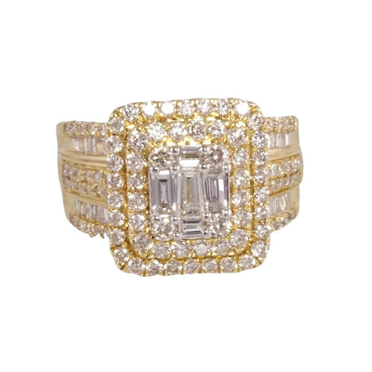 14k Gold Diamond Square Ring image 1