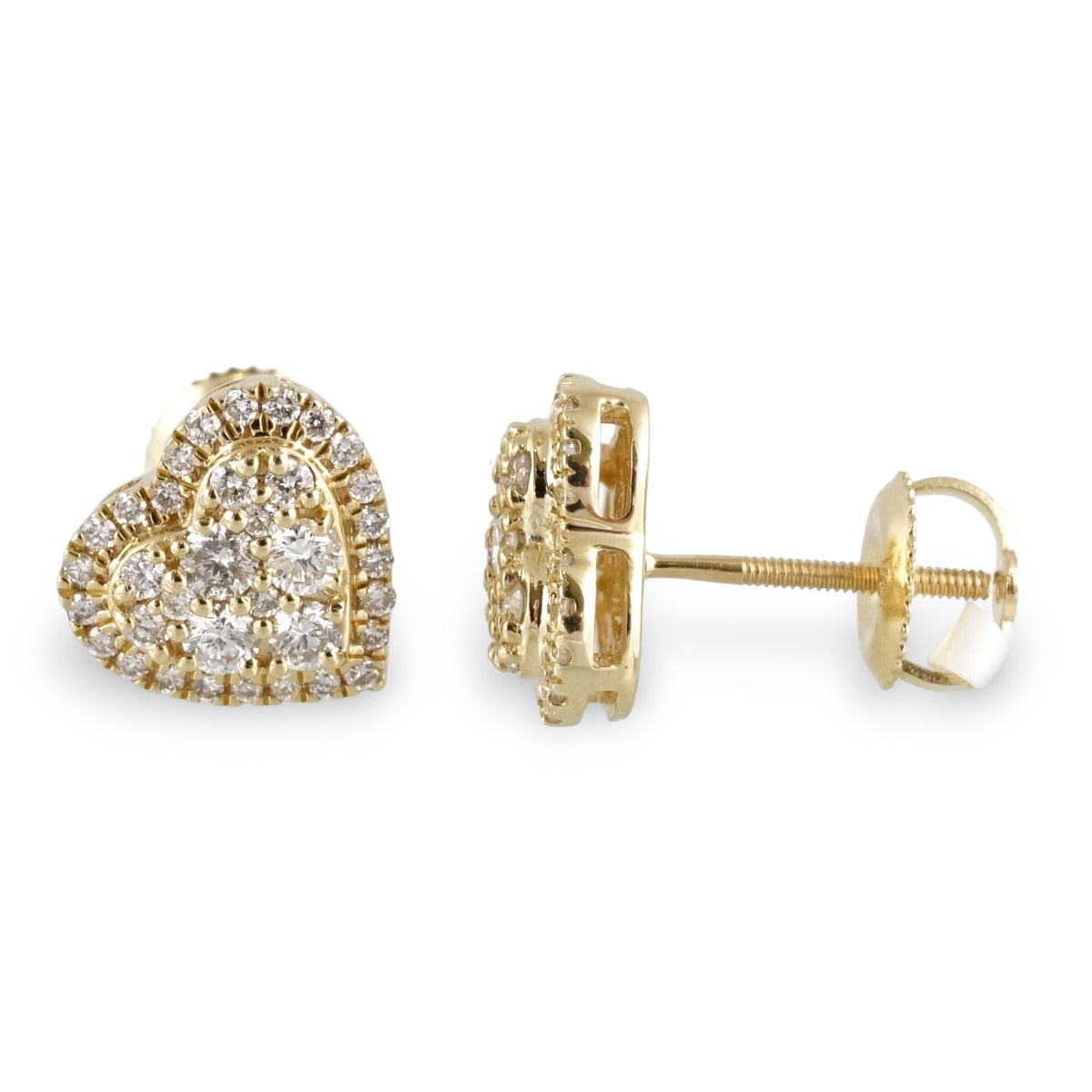 14k Gold Diamond Heart Stud Earrings image 1
